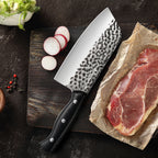 Meteorite Reindeer 7'' Cleaver - Heavy-Duty Camp Knife for Whole Chicken Butchering & Wood Splitting｜4.5mm High-Carbon Stainless Steel Blade & Storm-Grip Handle