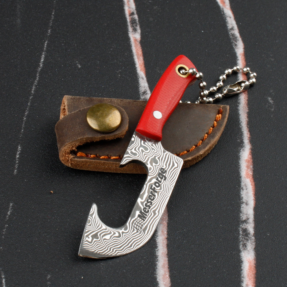Co-Star 2.8'' Mini Cleaver - Chic Keychain Knife for Urban Adventures & Fruit Snacking｜67-Layer Damascus & Featherlight G10 (Only 9g!)