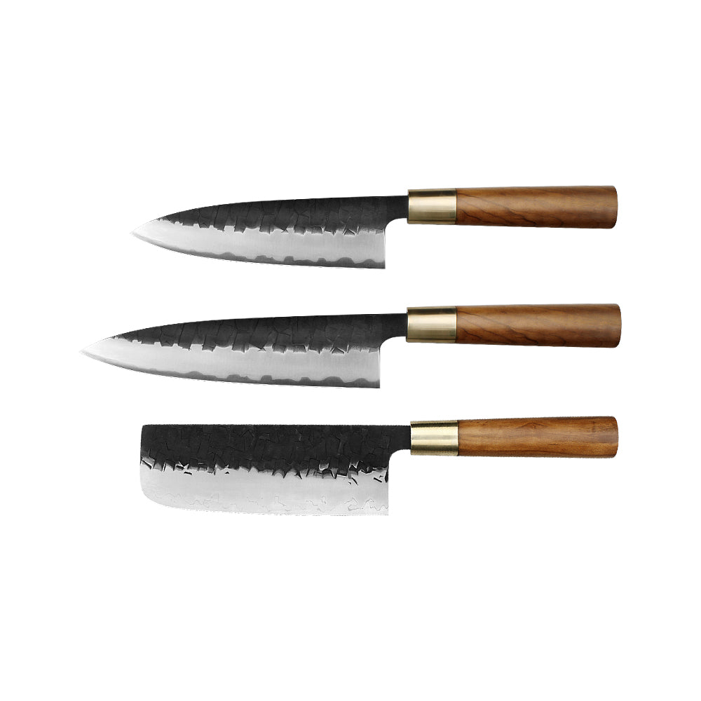 Kajiya Asakusa Japanese Knife Set – 2PCS / 3PCS / 6PCS Options | 3-Layer VG10 Core Steel | Nakiri, DeBa, Gyuto, Yanagiba, Senmaru | Natural Wood Handle