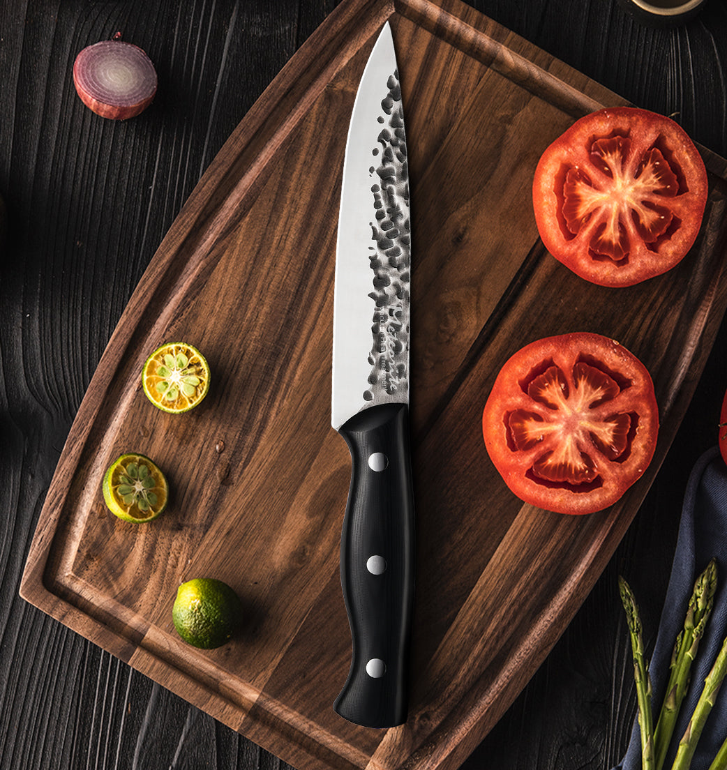 Meteorite Reindeer 7'' Utility Knife - Outdoor Camp Chef's Knife for Picnic Prep & Camp Cooking｜Japanese-Style High-Carbon Steel Blade & Weather-Grip Handle