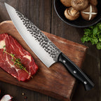 Meteorite Reindeer 9'' Chef Knife - Heavy-Duty Camp Kitchen Knife for Outdoor Cooking & Wild Game Prep｜3.3mm High-Carbon Steel Blade & Non-Slip Grip Handle
