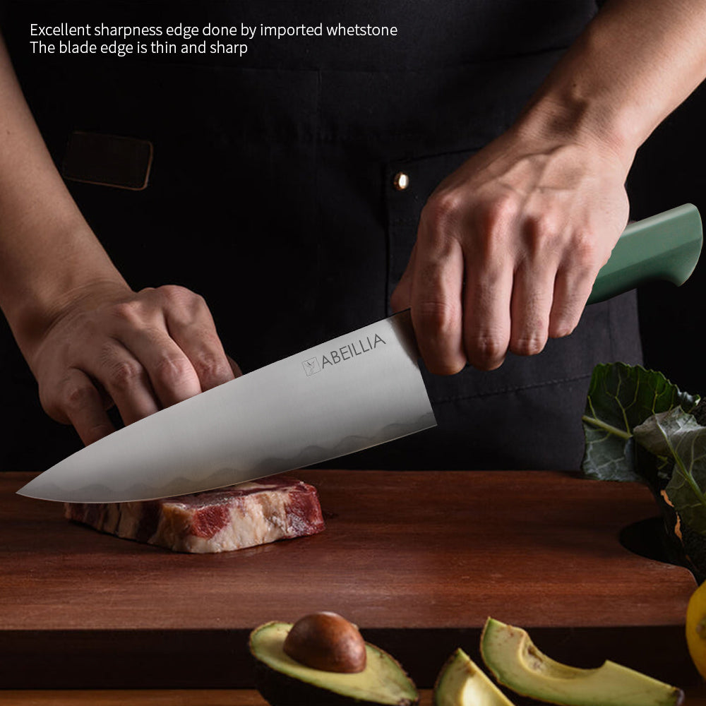 Chef Knife, For Home Daily Cooking, AUS-10/2Cr13 Hybrid Blade, G10 Handle with Steel Bolster – Abeillia Saturn 8 Inch