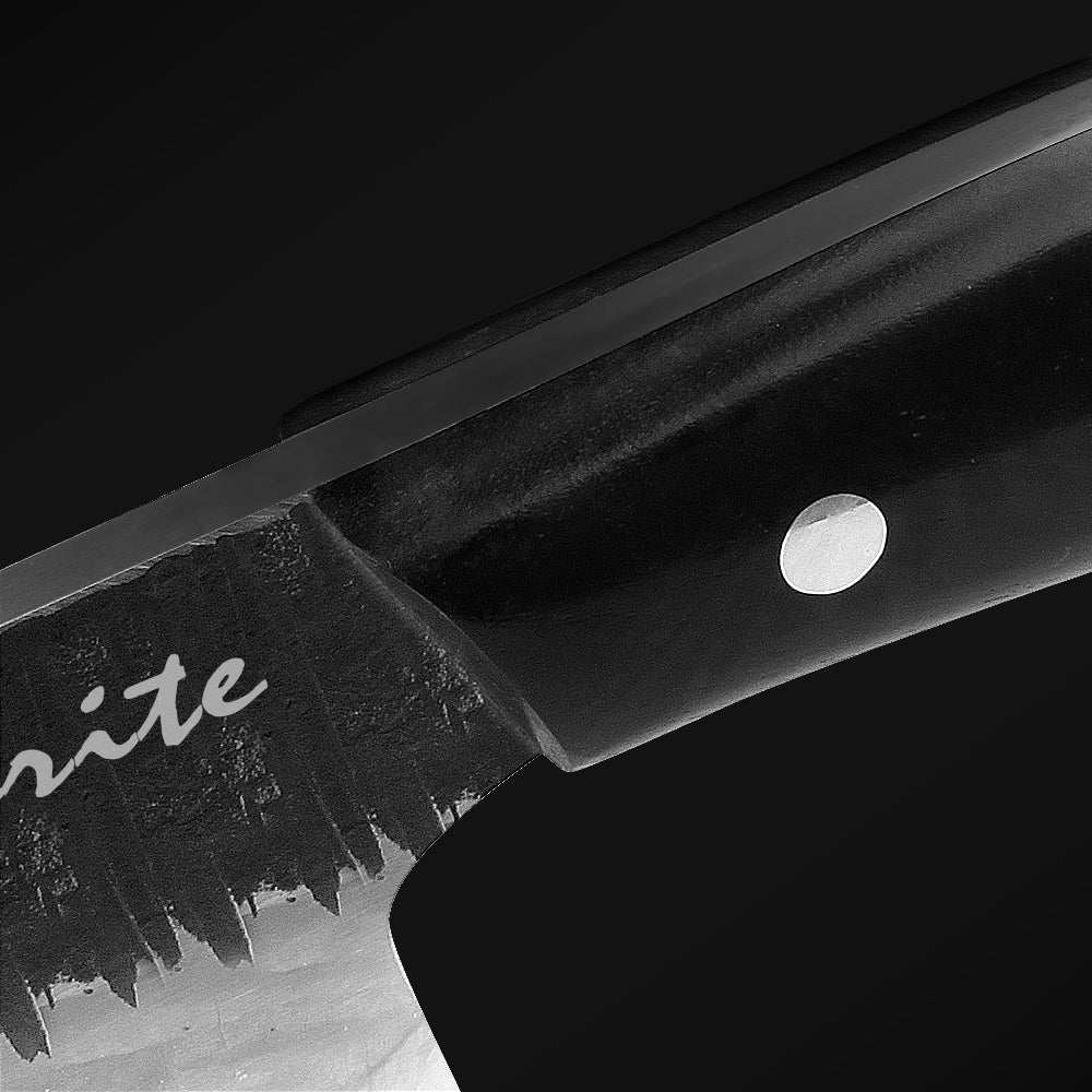 Meteorite Kodiak 10'' Utility Knife - Heavy-Duty Full-Tang Camp Kitchen Knife for Outdoor Cooking & Wood Processing｜T10 Forged Steel & Natural Wooden Handle (Ebony)