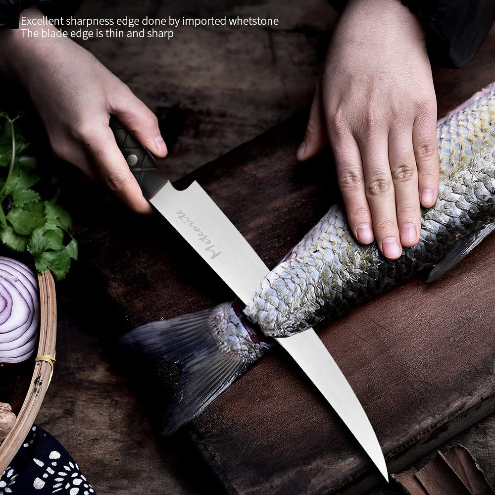 Meteorite Elk 9'' Fillet Knife - Flexible Blade for Precision Fish Filleting & Camp Cooking｜High-Carbon Stainless Steel Blade & Non-Slip Grip G10 Handle