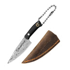 Co-Star 3'' Mini Chef - Designer Keychain Knife for Fruit Carving & Package Opening｜67-Layer Damascus Steel & Featherlight G10 (10g)