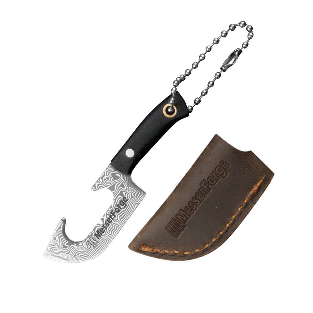 Co-Star 2.8'' Mini Cleaver - Chic Keychain Knife for Urban Adventures & Fruit Snacking｜67-Layer Damascus & Featherlight G10 (Only 9g!)