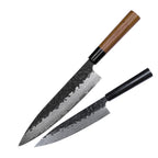Kajiya Keikoku 9'' Gyuto - Professional Japanese Kitchen Knife for Meat Cutting & Vegetable Slicing with 67-Layer Damascus VG10 Steel Blade & Natural Wooden Handle (Olive/Ebony options)