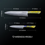 Meteorite PaintedBunting 2pcs Chef & Utility Knife set - Premium Damascus Kitchen Chefs Knife Set - Japanese Style knives Blade in Gift Box