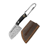 Co-Star 2.6'' Mini Butchers - Fashion Damascus Keychain Knife for Everyday Carry & Fruit Cutting｜Textured G10 Handle & Ultra-Light (17g)