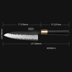 Kajiya Asakusa 7'' Deba - Professional Japanese Kitchen Knife for Fish Deboning & Meat Processing with 3-Layer VG10 Steel Blade & Natural Wooden Handle (Ebony)