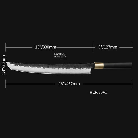 Kajiya Asakusa Brass Bolster Ebony wood 13 inch fish fillet knife butcher knife and damascus steel Takohiki /sakimaru knives