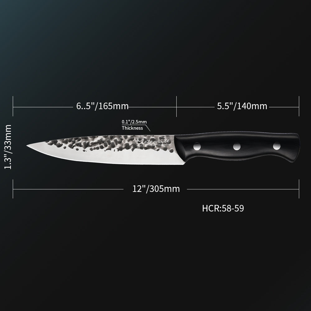 Meteorite Reindeer 7'' Utility Knife - Outdoor Camp Chef's Knife for Picnic Prep & Camp Cooking｜Japanese-Style High-Carbon Steel Blade & Weather-Grip Handle