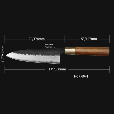 Kajiya Asakusa-Olive wood 7inch Stainless carbon steel  Japanese  Professional Kitchen Deba Knives