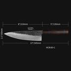 Kajiya Unnan 8" Gyuto - Japanese Professional Kitchen Cooking with 67-Layer Damascus Steel & Comfort Grip Wood Handle