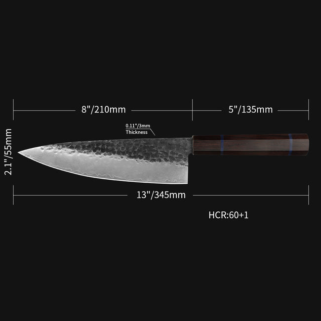 Kajiya Unnan 8" Gyuto - Japanese Professional Kitchen Cooking with 67-Layer Damascus Steel & Comfort Grip Wood Handle Main Image