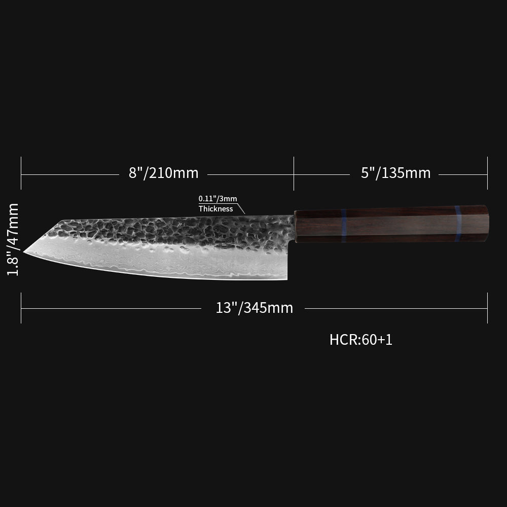 Kajiya Unnan 7" Kiritsuke - Professional Multi-Purpose Slicing & Chopping with Damascus Steel Blade &  Ebony Wood Handle