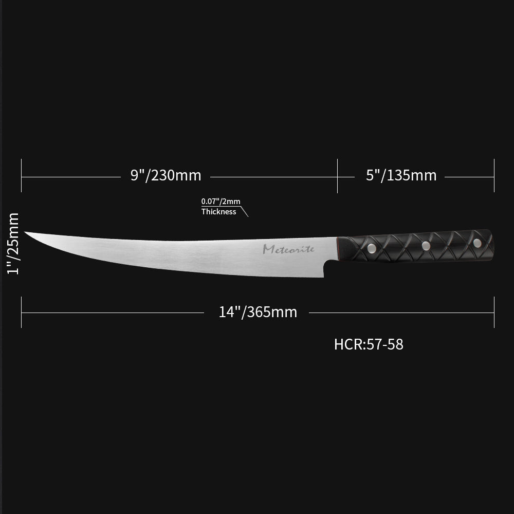 Meteorite Elk 9'' Fillet Knife - Flexible Blade for Precision Fish Filleting & Camp Cooking｜High-Carbon Stainless Steel Blade & Non-Slip Grip G10 Handle