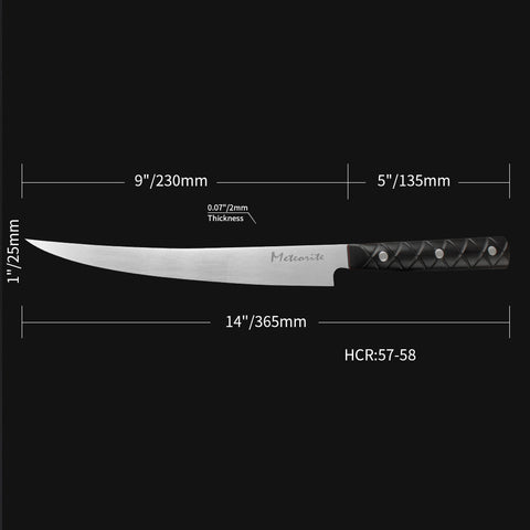 Meteorite Flexible Fish Fillet Knife, 9Cr18Mov Stainless Steel Blade, G10 Handle, Professional Deboning and Filleting Tool for Fish and Meat Knives