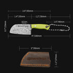 Co-Star 2.6'' Mini Butchers - Fashion Damascus Keychain Knife for Everyday Carry & Fruit Cutting｜Textured G10 Handle & Ultra-Light (17g)