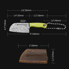 Meteorite Kodiak 2.6'' Mini Butchers - Fashion Damascus Keychain Knife for Everyday Carry & Fruit Cutting｜Textured G10 Handle & Ultra-Light (17g)
