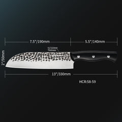 Meteorite Reindeer 8'' Santoku Knife - Outdoor Camp Kitchen Knife for Picnic Food Prep & Bushcraft｜Japanese-Style High-Carbon Stainless Steel  & Grip-Tech G10 Handle