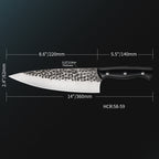 Meteorite Reindeer 9'' Chef Knife - Heavy-Duty Camp Kitchen Knife for Outdoor Cooking & Wild Game Prep｜3.3mm High-Carbon Steel Blade & Non-Slip Grip Handle