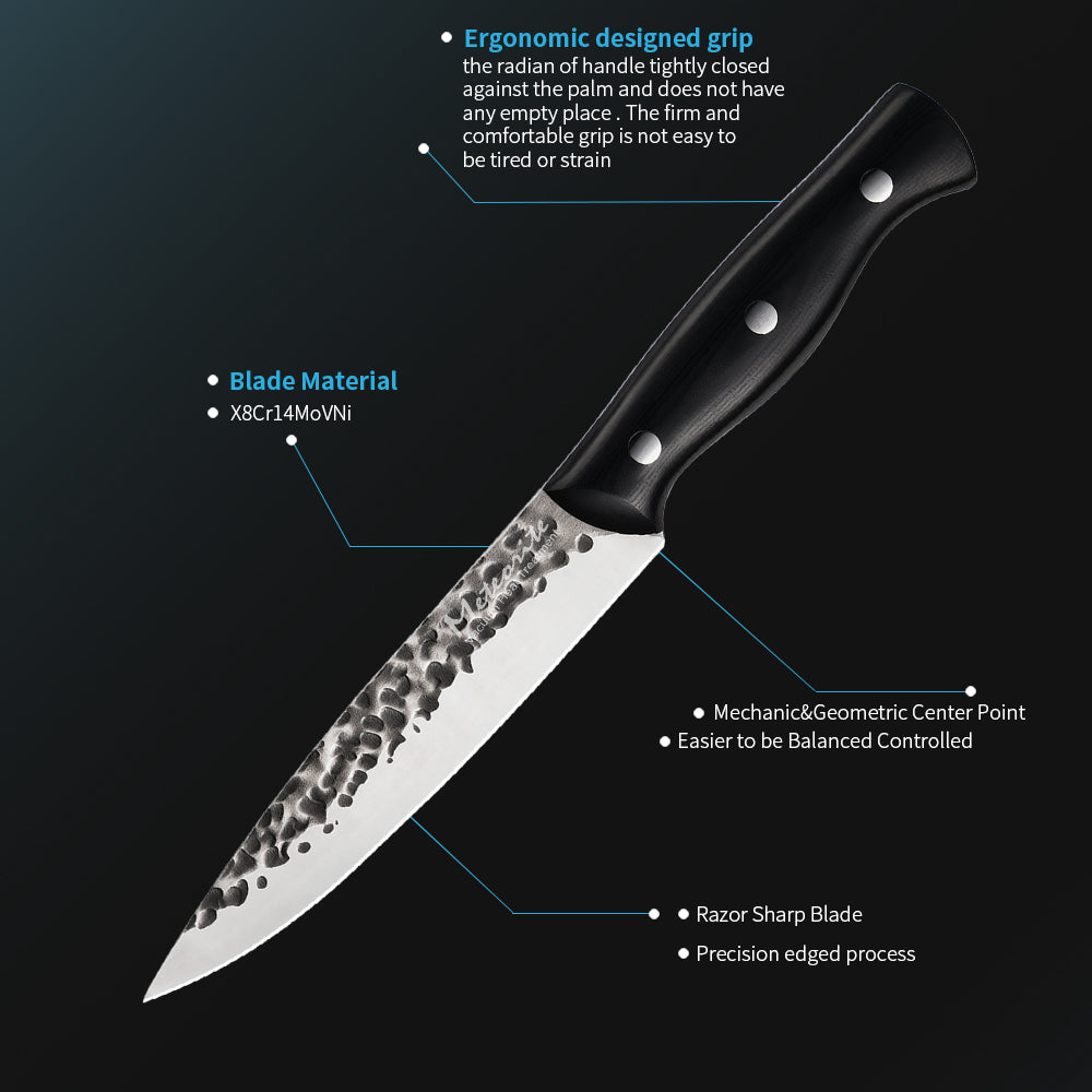Meteorite Reindeer 7'' Utility Knife - Outdoor Camp Chef's Knife for Picnic Prep & Camp Cooking｜Japanese-Style High-Carbon Steel Blade & Weather-Grip Handle