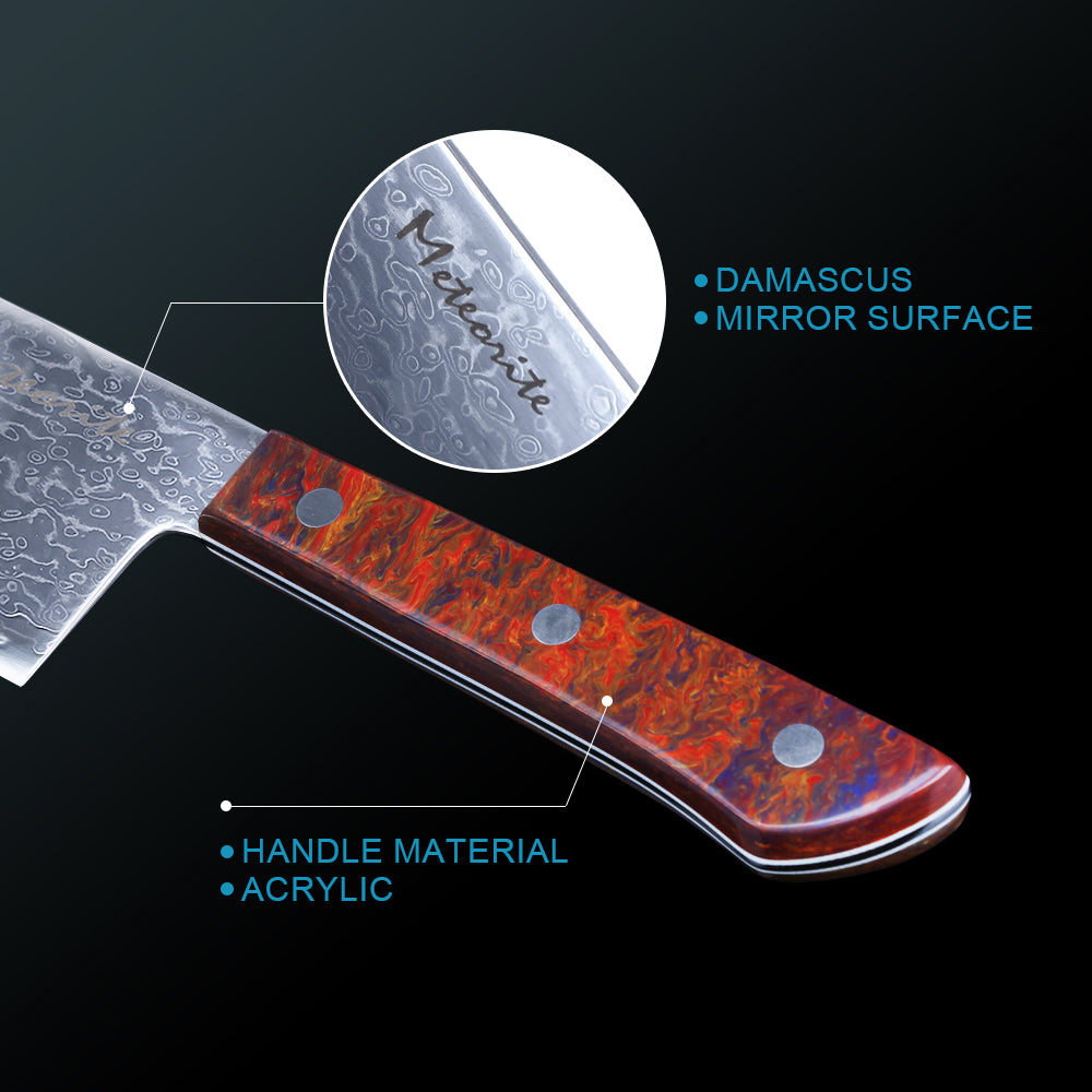 Meteorite PaintedBunting 7" Nakiri Knife - Japanese Vegetable Chef Blade for Perfect Chopping & Slicing, 67-Layer Damascus Steel with Lightweight Acrylic Handle