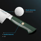 Chef Knife, For Home Daily Cooking, AUS-10/2Cr13 Hybrid Blade, G10 Handle with Steel Bolster – Abeillia Saturn 8 Inch