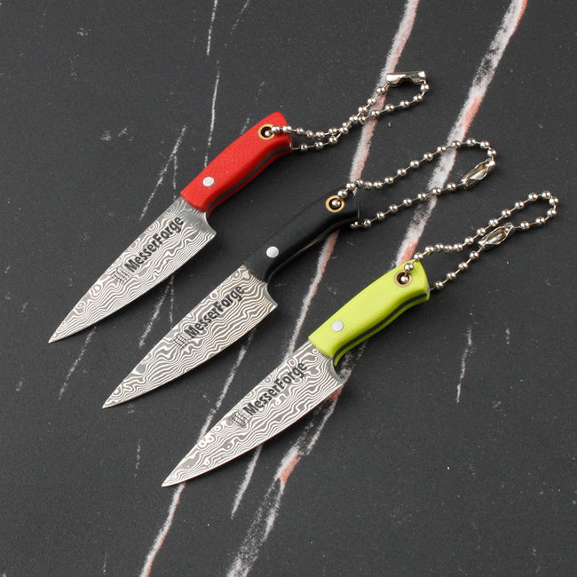Co-Star 3'' Mini Chef - Designer Keychain Knife for Fruit Carving & Package Opening｜67-Layer Damascus Steel & Featherlight G10 (10g) Hover Image
