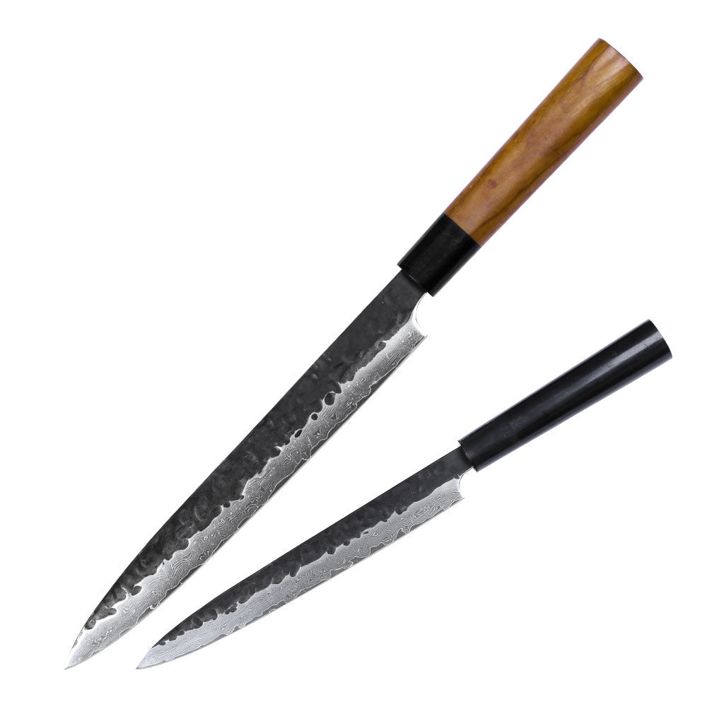 Kajiya Keikoku 9'' ‌YanagiBa - Ultra-Light Japanese Sashimi Knife for Precision Fish Slicing with 67-Layer Damascus Steel & Natural Wooden Handle (Olive/Ebony options)