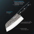 Meteorite Reindeer 7'' Cleaver - Heavy-Duty Camp Knife for Whole Chicken Butchering & Wood Splitting｜4.5mm High-Carbon Stainless Steel Blade & Storm-Grip Handle