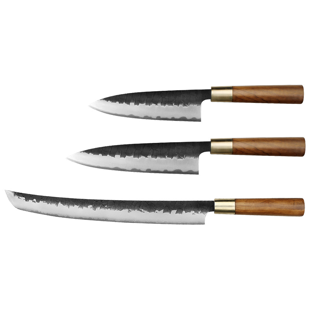 Kajiya Asakusa Japanese Knife Set – 2PCS / 3PCS / 6PCS Options | 3-Layer VG10 Core Steel | Nakiri, DeBa, Gyuto, Yanagiba, Senmaru | Natural Wood Handle