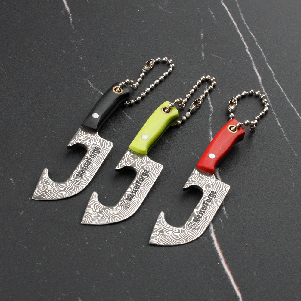 Co-Star 2.8'' Mini Cleaver - Chic Keychain Knife for Urban Adventures & Fruit Snacking｜67-Layer Damascus & Featherlight G10 (Only 9g!)