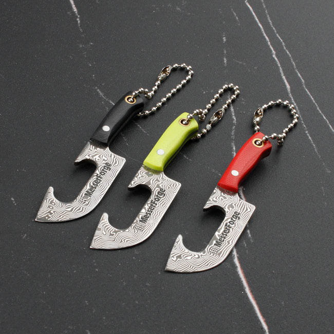 Co-Star 2.8'' Mini Cleaver - Chic Keychain Knife for Urban Adventures & Fruit Snacking｜67-Layer Damascus & Featherlight G10 (Only 9g!) Hover Image