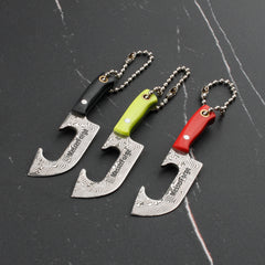 Meteorite Kodiak 2.8'' Mini Cleaver - Chic Keychain Knife for Urban Adventures & Fruit Snacking｜67-Layer Damascus & Featherlight G10 (Only 9g!)