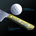 Meteorite PaintedBunting  3pcs Chef & Santoku & Utility Knife Set - Premium Damascus Kitchen Chefs Knife Set - Japanese Style knives Blade in Gift Box