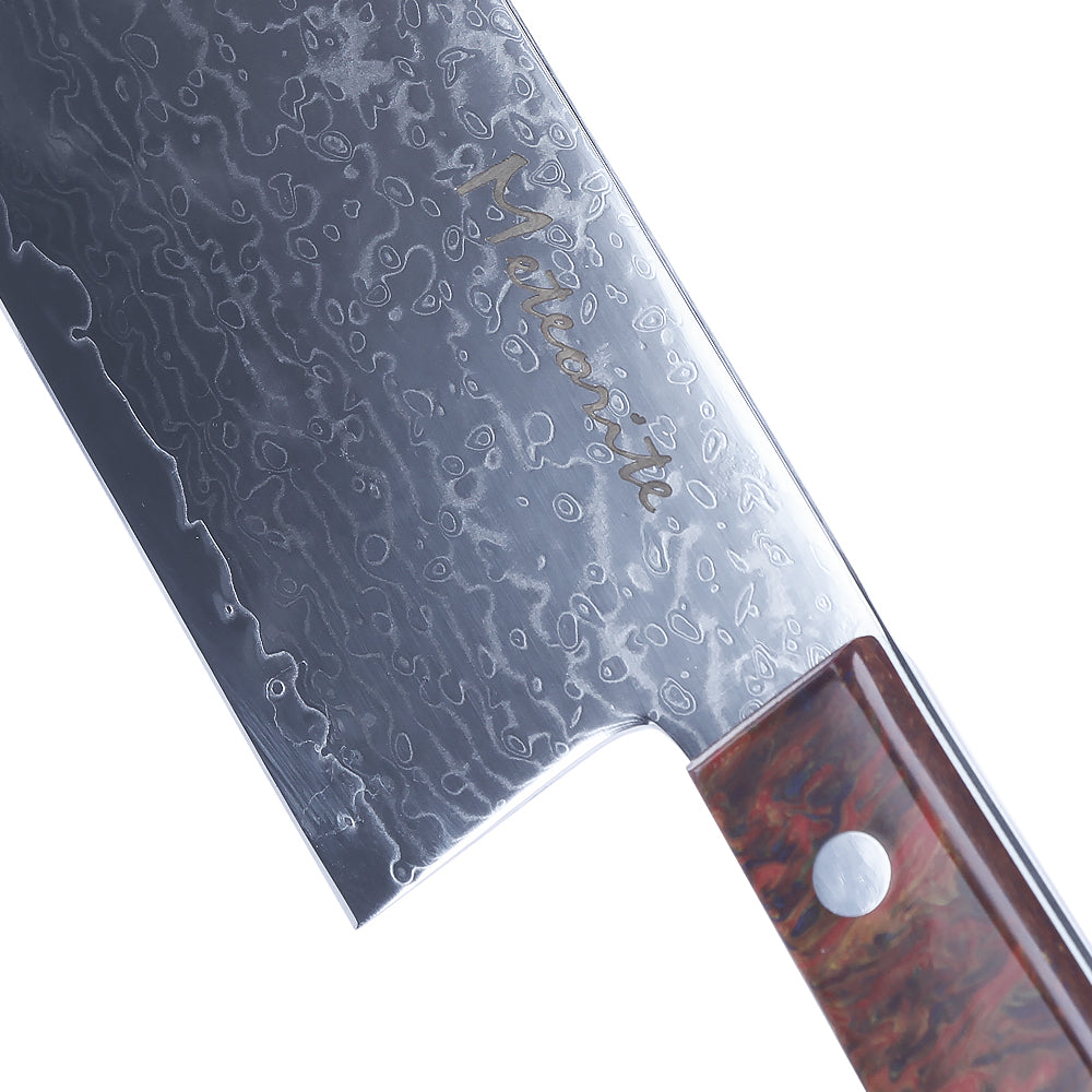 Meteorite PaintedBunting 7" Nakiri Knife - Japanese Vegetable Chef Blade for Perfect Chopping & Slicing, 67-Layer Damascus Steel with Lightweight Acrylic Handle
