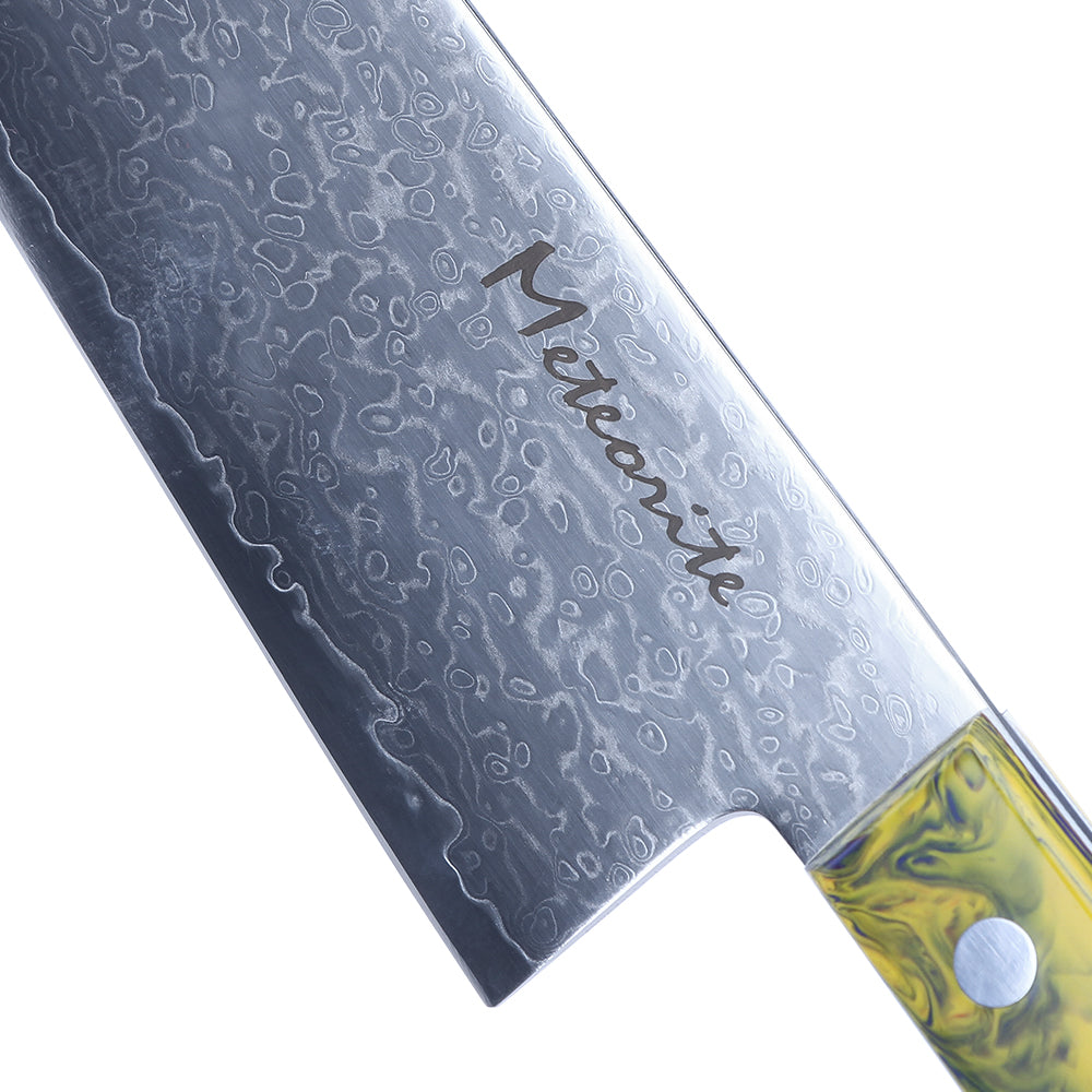 Meteorite PaintedBunting  3pcs Chef & Santoku & Utility Knife Set - Premium Damascus Kitchen Chefs Knife Set - Japanese Style knives Blade in Gift Box