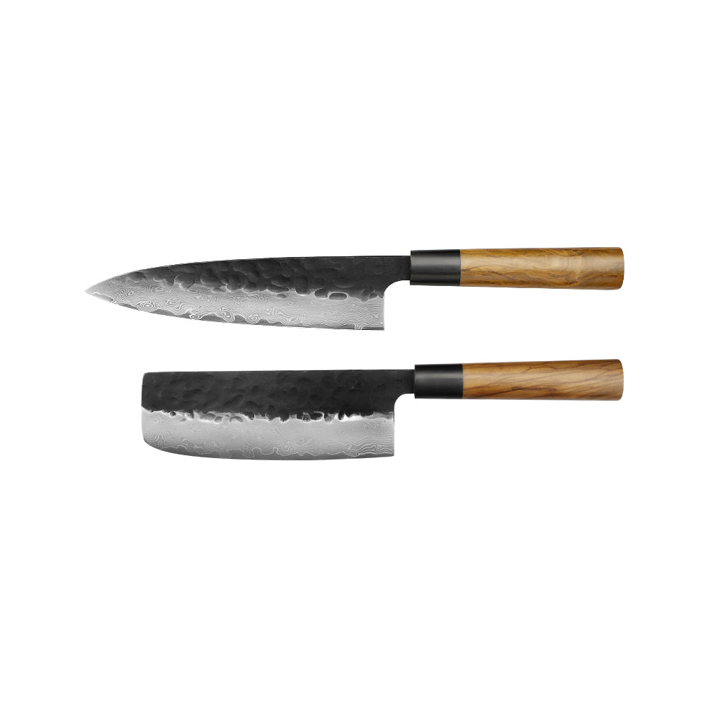 Kajiya Keikoku Japanese Knife Set – 2PCS / 3PCS / 6PCS Options | 67-Layer Damascus Steel | Nakiri, DeBa, Gyuto, Yanagiba, Senmaru | Natural Wood Handle