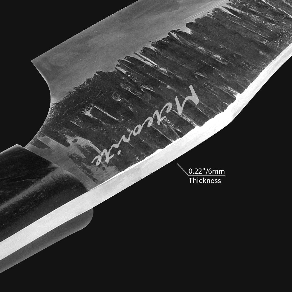 Meteorite Kodiak 7'' Slicing Knife - Heavy-Duty Full-Tang Outdoor Knife for Camp Cooking & Game Processing｜T10 Forged Steel & Natural Wooden Handle (Ebony)