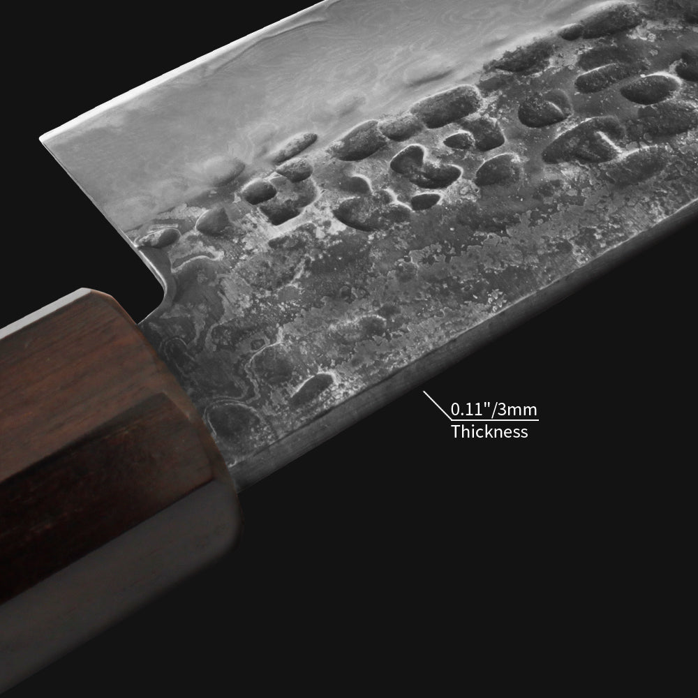 Kajiya Unnan 7" Japanese Hunting knife - Professional Meat & Poultry Deboning with Damascus Steel Blade & Ebony Wood Handle