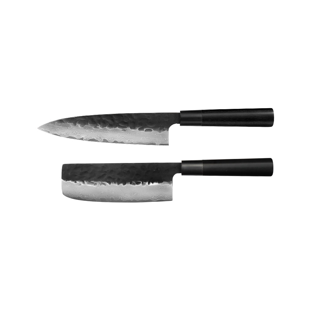 Kajiya Keikoku Japanese Knife Set – 2PCS / 3PCS / 6PCS Options | 67-Layer Damascus Steel | Nakiri, DeBa, Gyuto, Yanagiba, Senmaru | Natural Wood Handle