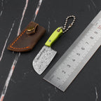 Co-Star 2.6'' Mini Butchers - Fashion Damascus Keychain Knife for Everyday Carry & Fruit Cutting｜Textured G10 Handle & Ultra-Light (17g)