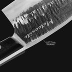 Meteorite Kodiak 6'' Asia Cleaver - Heavy-Duty Full-Tang Outdoor Knife for Camp Cooking & Game Processing｜T10 Forged Steel & Natural Wooden Handle (Ebony)