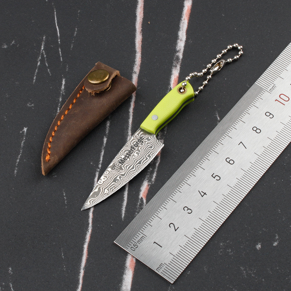 Meteorite Kodiak 3'' Mini Chef - Designer Keychain Knife for Fruit Carving & Package Opening｜67-Layer Damascus Steel & Featherlight G10 (10g)