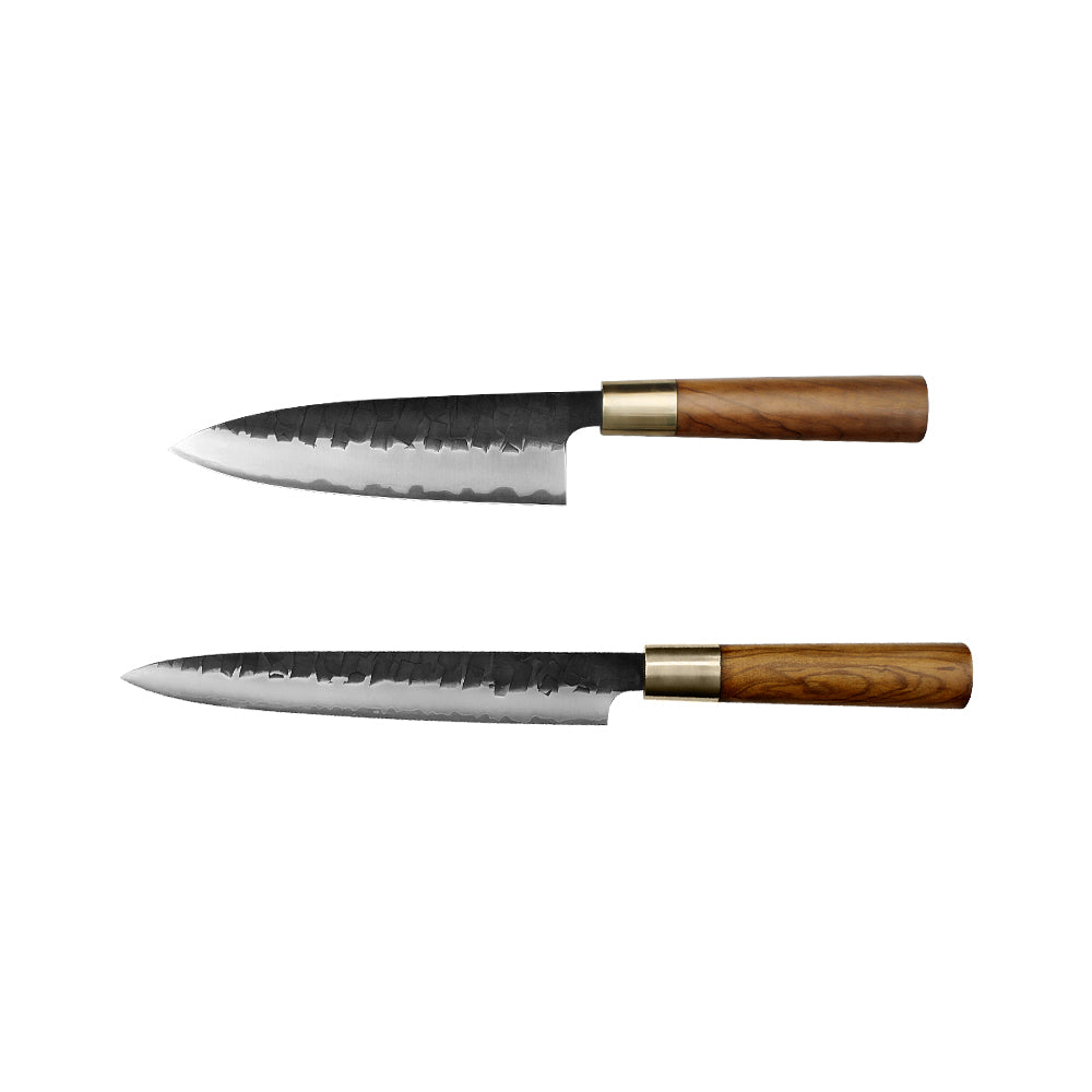 Kajiya Asakusa Japanese Knife Set – 2PCS / 3PCS / 6PCS Options | 3-Layer VG10 Core Steel | Nakiri, DeBa, Gyuto, Yanagiba, Senmaru | Natural Wood Handle