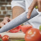 Meteorite PaintedBunting 2pcs Chef & Utility Knife set - Premium Damascus Kitchen Chefs Knife Set - Japanese Style knives Blade in Gift Box