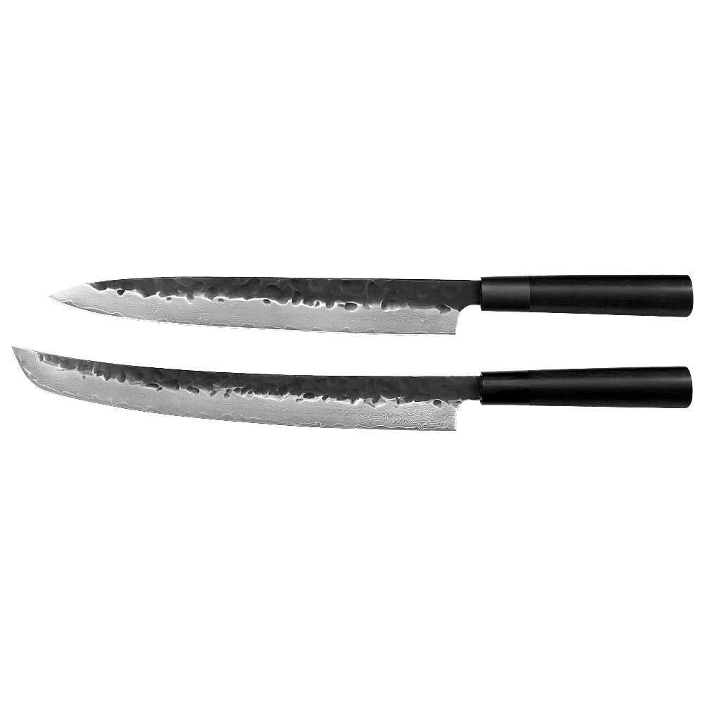 Kajiya Keikoku Japanese Knife Set – 2PCS / 3PCS / 6PCS Options | 67-Layer Damascus Steel | Nakiri, DeBa, Gyuto, Yanagiba, Senmaru | Natural Wood Handle