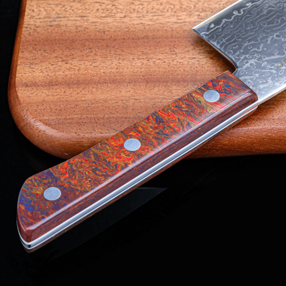 Meteorite PaintedBunting 7" Nakiri Knife - Japanese Vegetable Chef Blade for Perfect Chopping & Slicing, 67-Layer Damascus Steel with Lightweight Acrylic Handle